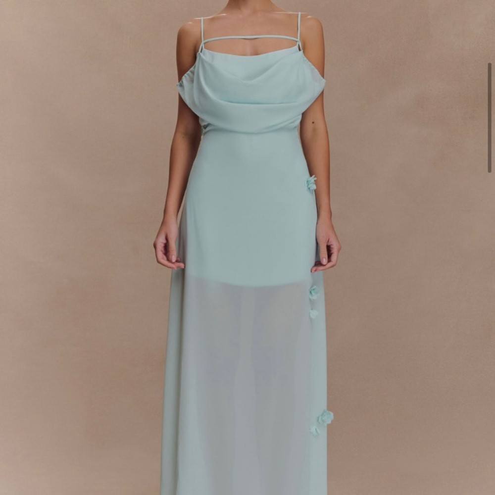 Meshki Rosalie Floral Chiffon Maxi Dress - Lagoon NWT